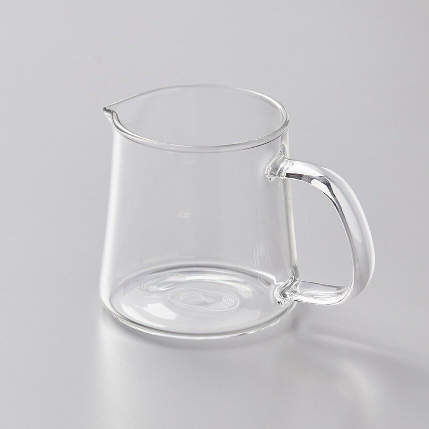 BOLI MINI 200ml clear glass fairness pitcher with ergonomic handle and measuring marks for precise tea serving